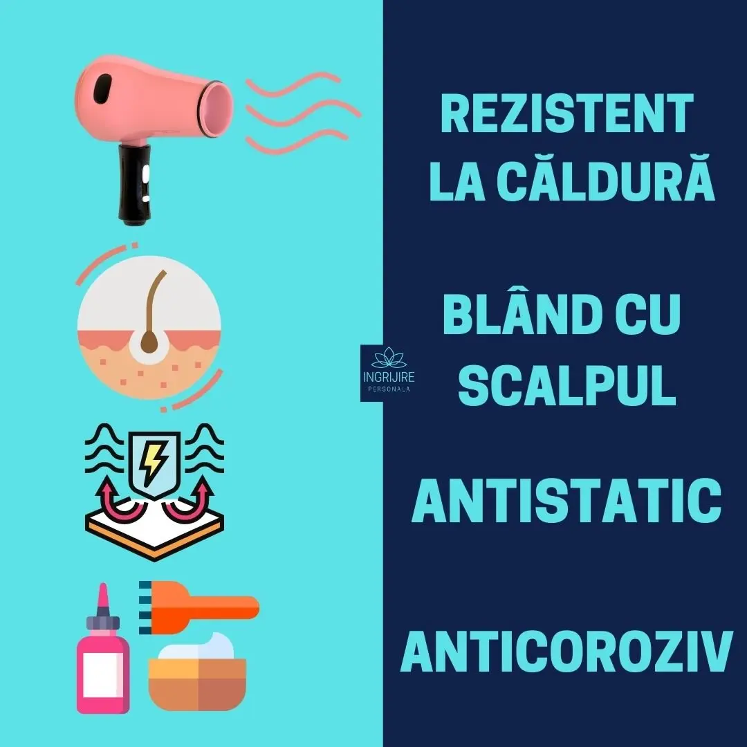 Pieptan cu maner pentru frizerie, otel inoxidabil [2]