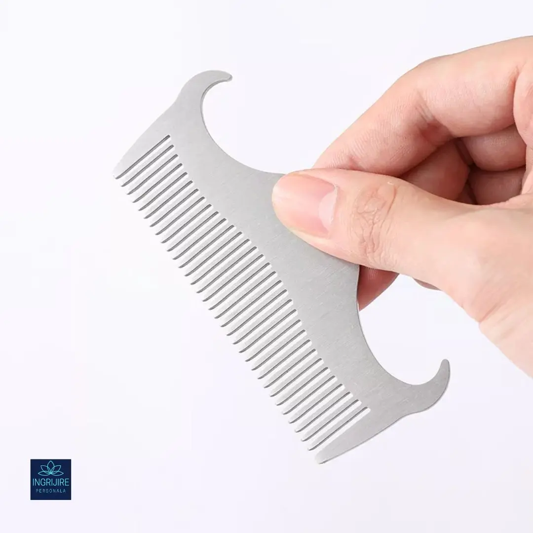 Pieptan mini pentru barba din otel inoxidabil