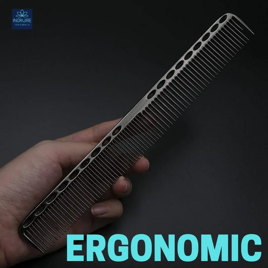 Pieptan pentru frizerie, aluminiu, nuanta black [3]