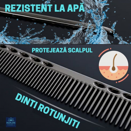Pieptan pentru frizerie, aluminiu, nuanta black [8]
