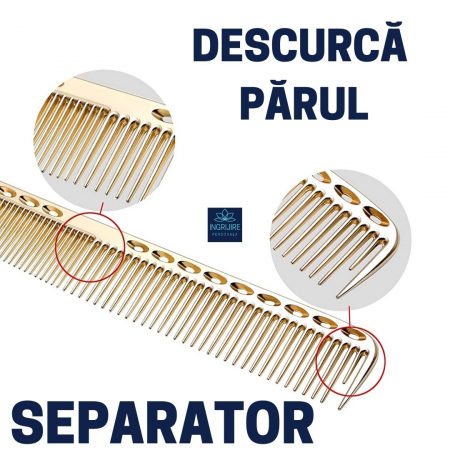 Pieptan pentru frizerie, aluminiu, nuanta royal gold [2]