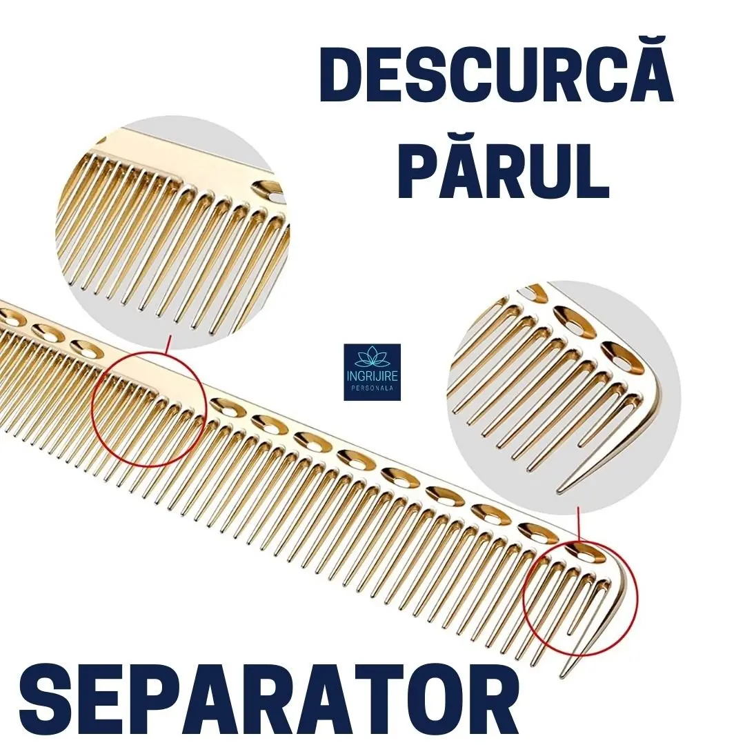 Pieptan pentru frizerie, aluminiu, nuanta royal gold [1]