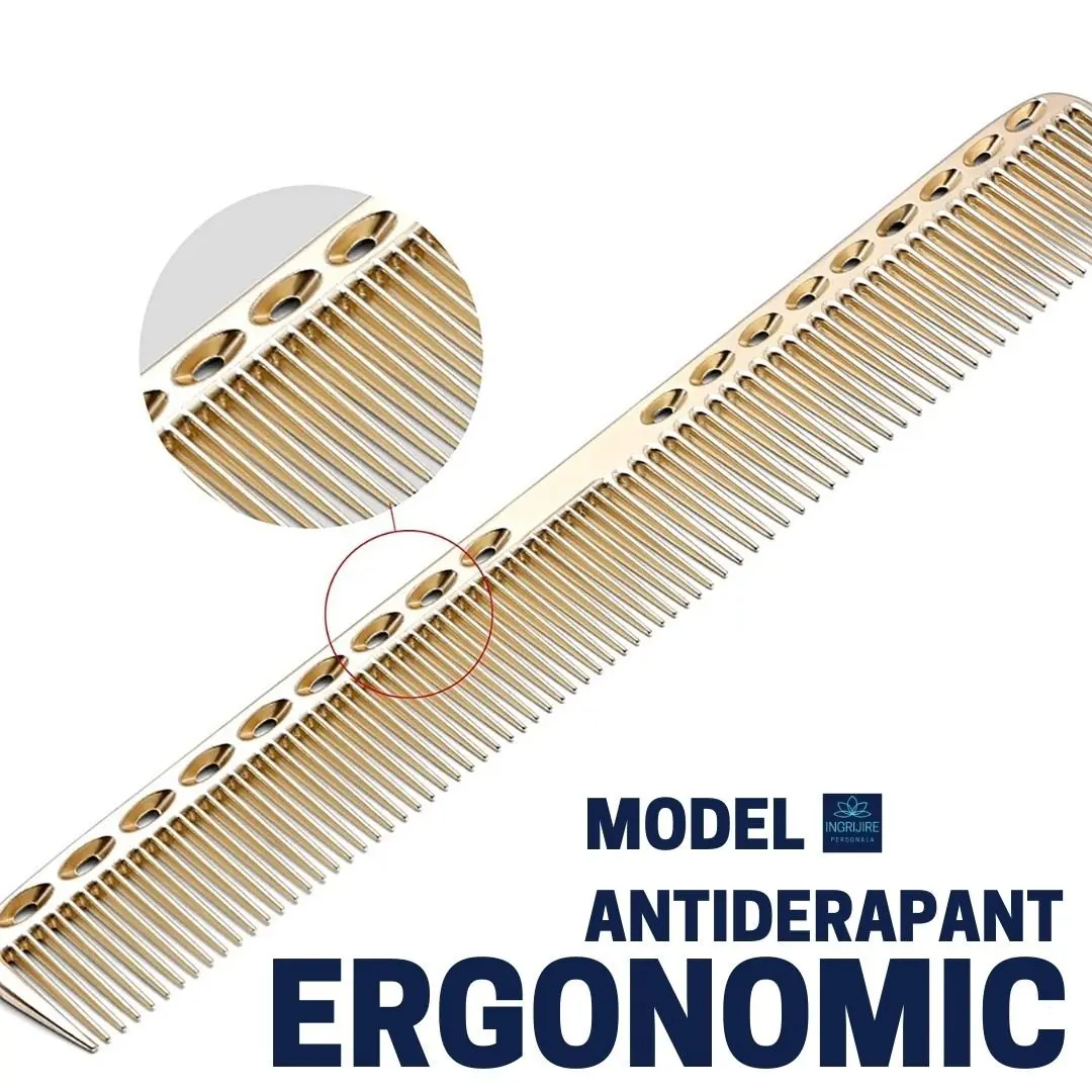 Pieptan pentru frizerie, aluminiu, nuanta royal gold [4]