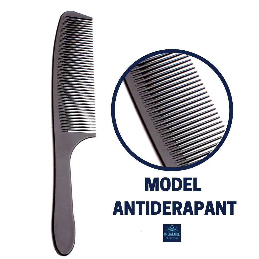 Pieptan pentru frizerie drept - BLACK - CU MANER [1]