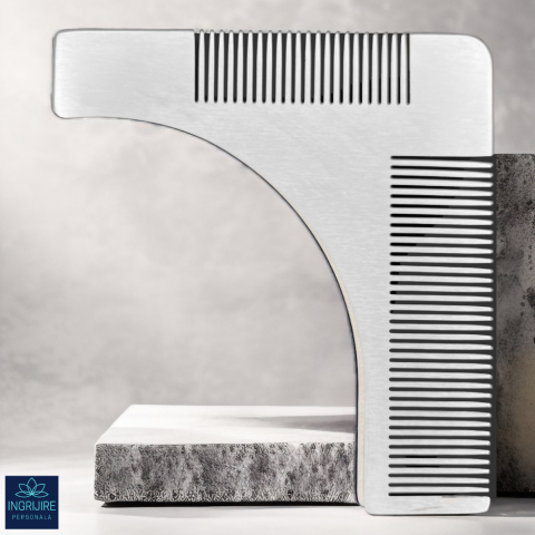 Produse ingrijire barba si mustata - Pieptene pentru contur barba, silver