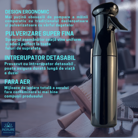 Pulverizator frizerie, long press black, 200 ml [2]