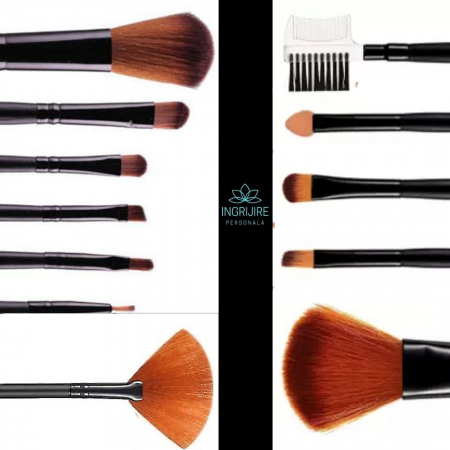 Set 12 pensule Black Elegance, machiaj profesional, cilindru transport [21]