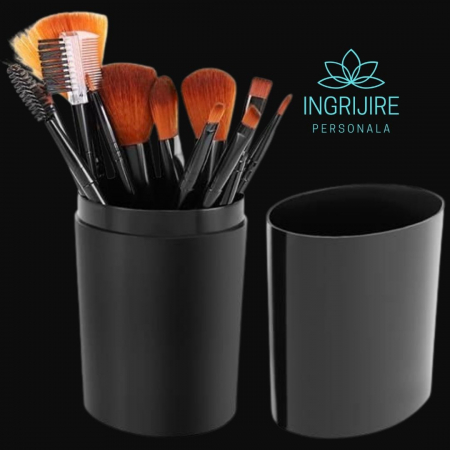 Set 12 pensule Black Elegance, machiaj profesional, cilindru transport [34]