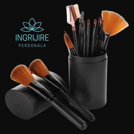 Set 12 pensule Black Elegance, machiaj profesional, cilindru transport [36]
