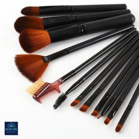 Set 12 pensule Black Elegance, machiaj profesional, cilindru transport [29]