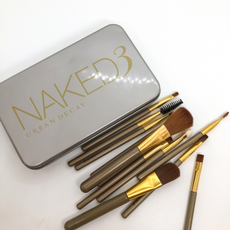 Set 12 pensule Nude, machiaj profesional, cutie metalica [6]