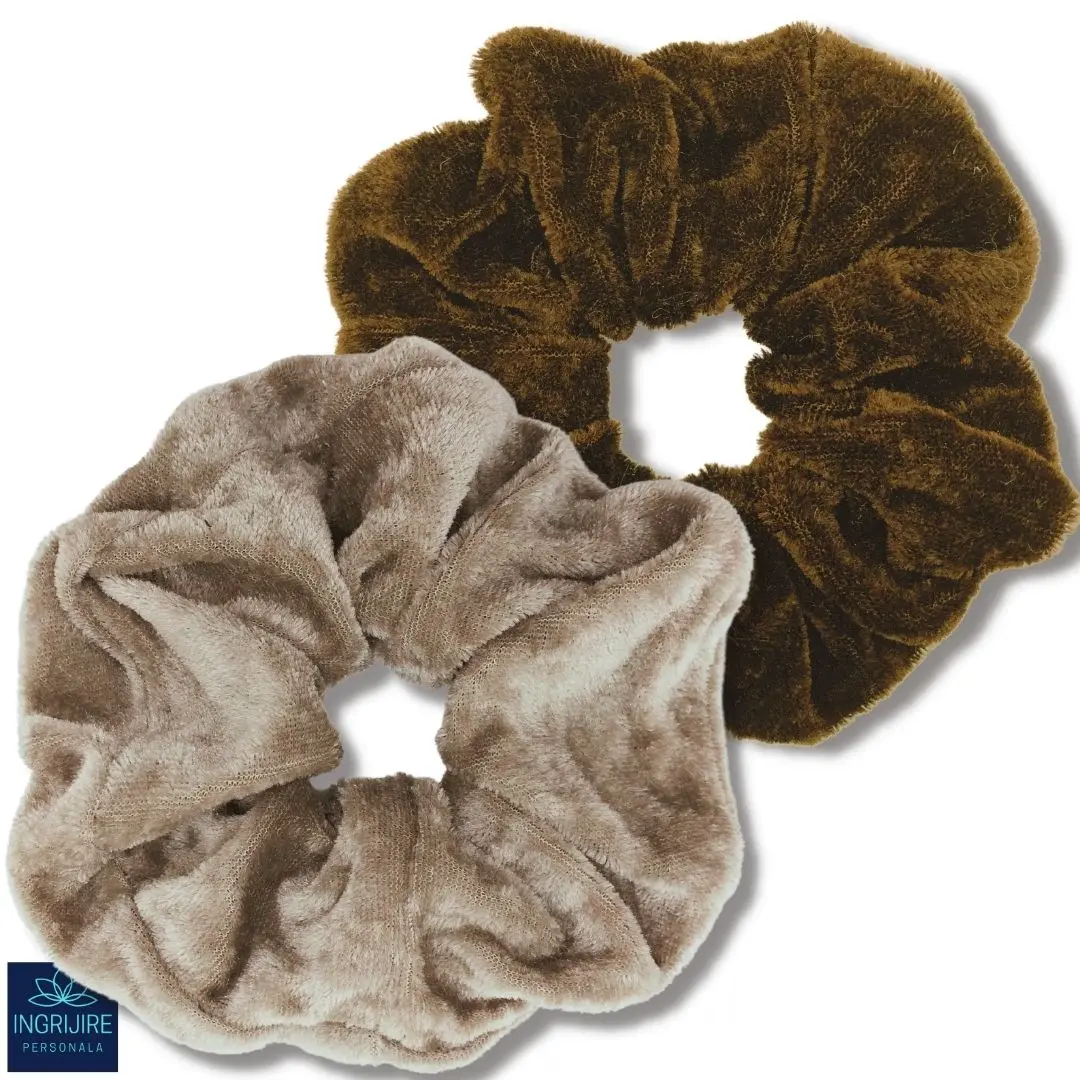 Agrafe si elastice de par - Set 2 Elastice de par maxi - Brown & Beige