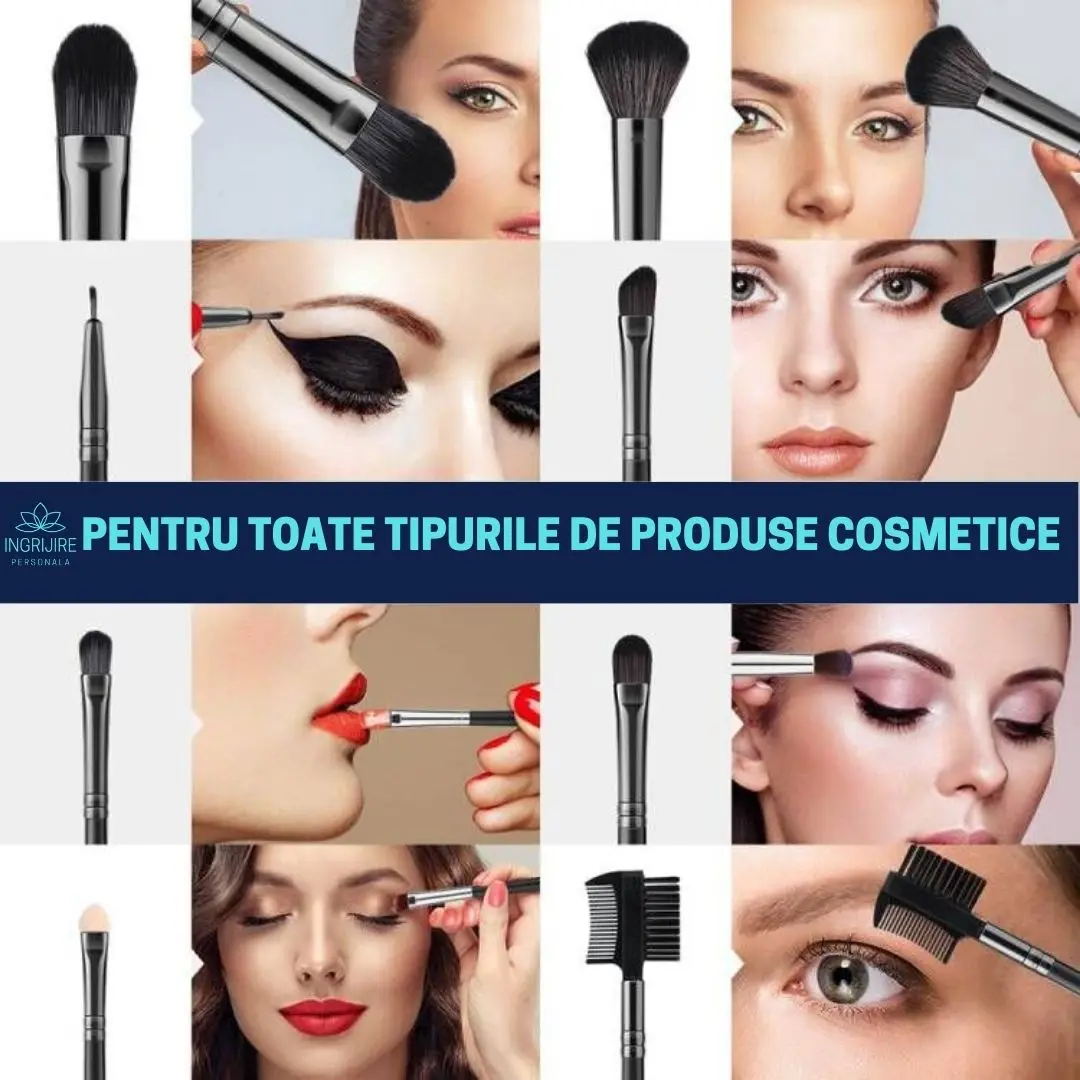 Set 24 pensule machiaj, husa piele ecologica - BLACK [6]