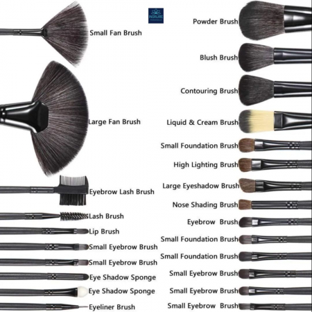 Set 24 pensule machiaj, husa piele ecologica - BLACK [11]