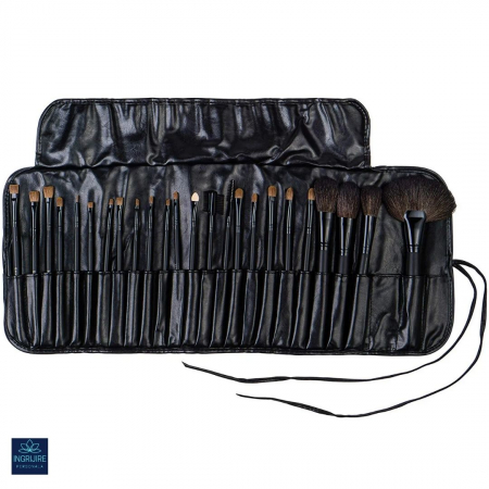 Set 24 pensule machiaj, husa piele ecologica - BLACK [6]