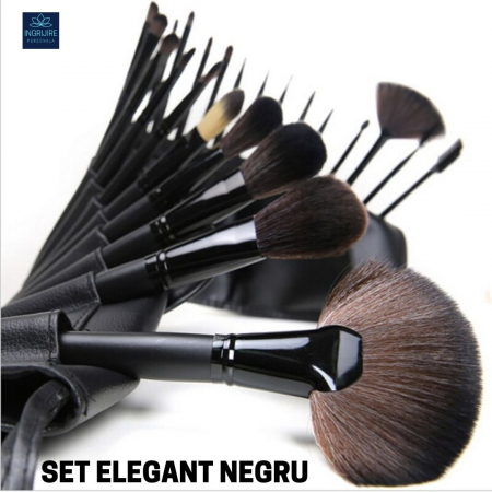 Set 24 pensule machiaj, husa piele ecologica - BLACK [5]