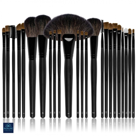 Set 24 pensule machiaj, husa piele ecologica - BLACK [1]