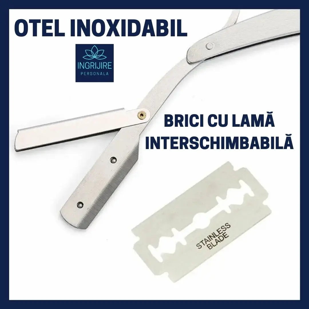 Set complet pentru frizerie format din foarfece pentru tuns si filat 6'', brici cu lama interschimbabila si pieptan din otel inoxidabil [6]