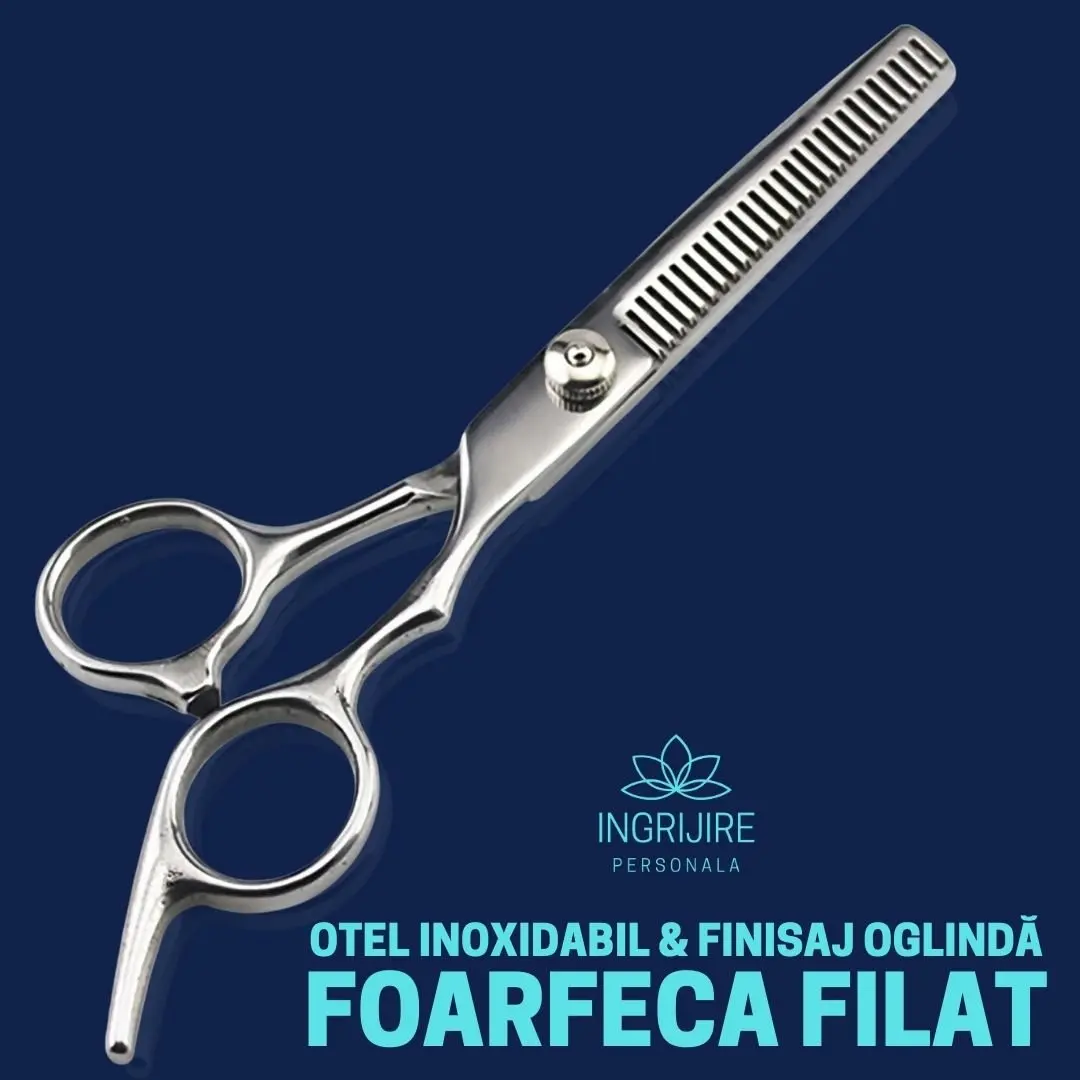 Set complet pentru frizerie format din foarfece pentru tuns si filat 6'', brici cu lama interschimbabila si pieptan din otel inoxidabil [4]
