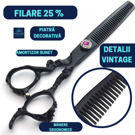 Set de 2 foarfece de tuns 6'', otel japonez, Matte black [2]