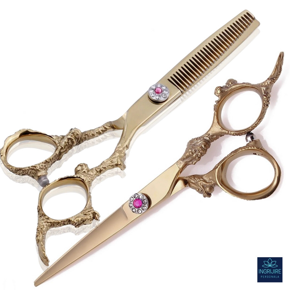 Foarfece de tuns - Set de 2 foarfece de tuns 6'', otel japonez, Royal gold