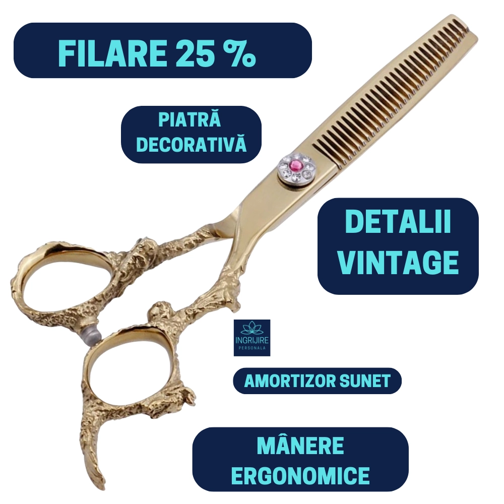 Set de 2 foarfece de tuns 6'', otel japonez, Royal gold [2]