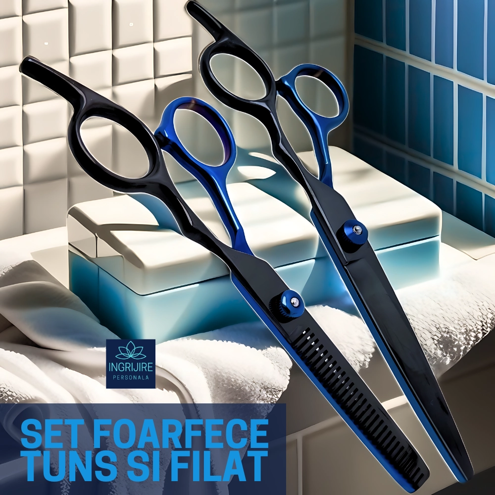 Set de 2 foarfece de tuns si filat 6''- black&blue [4]