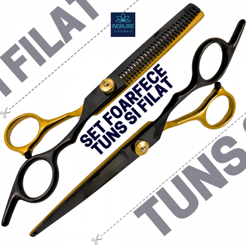 Set de 2 foarfece de tuns si filat 6''- black&gold [3]