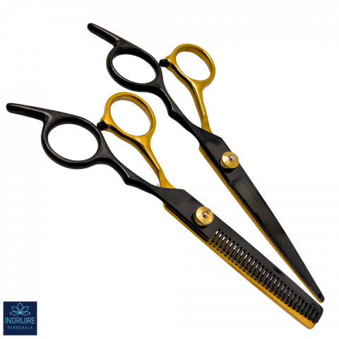 Set de 2 foarfece de tuns si filat 6''- black&gold [1]