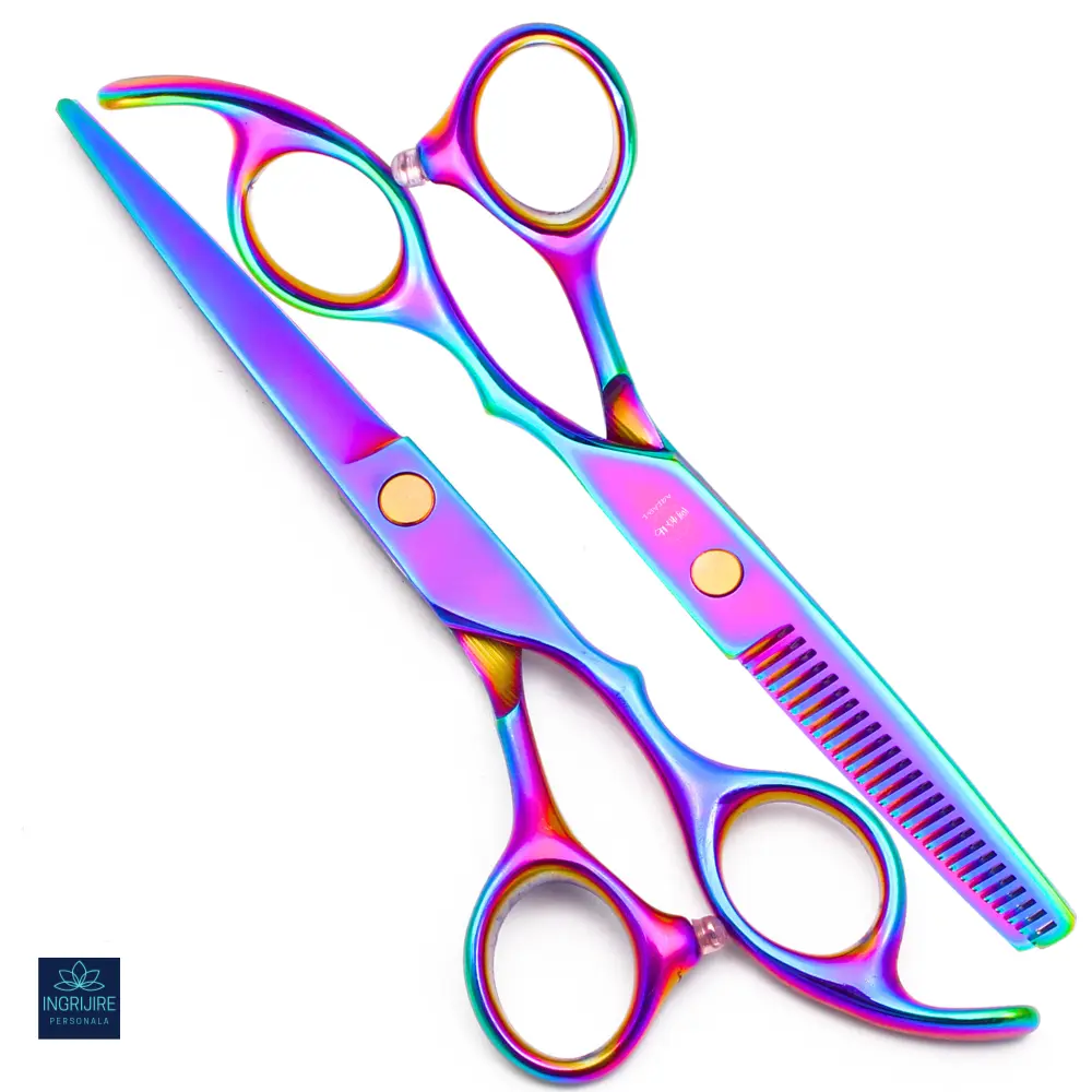 Foarfece de tuns - Set de 2 foarfece de tuns si filat 6''- Multicolor