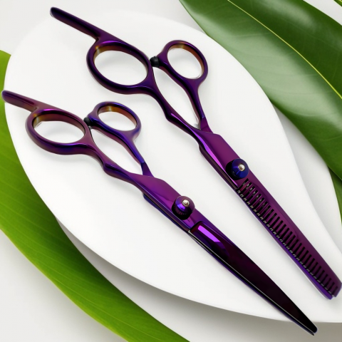 Foarfece de tuns - Set de 2 foarfece de tuns si filat 6''- purple