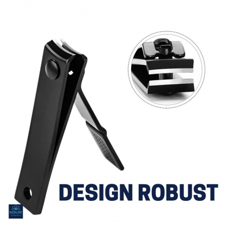 Set de 2 unghiere pentru manichiura&pedichiura cu carcasa din piele ecologica, otel negru mat [10]