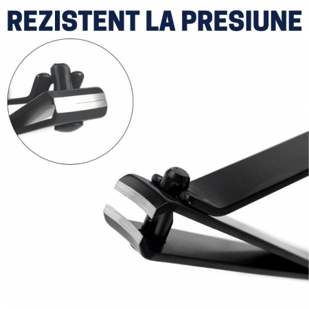 Set de 2 unghiere pentru manichiura&pedichiura cu carcasa din piele ecologica, otel negru mat [12]