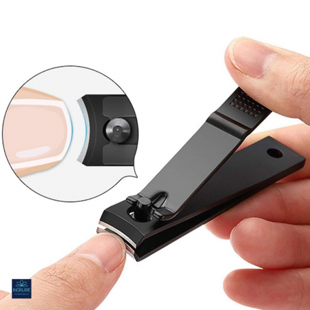 Set de 2 unghiere pentru manichiura&pedichiura cu carcasa din piele ecologica, otel negru mat [8]