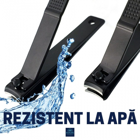 Set de 2 unghiere pentru manichiura&pedichiura cu carcasa din piele ecologica, otel negru mat [6]