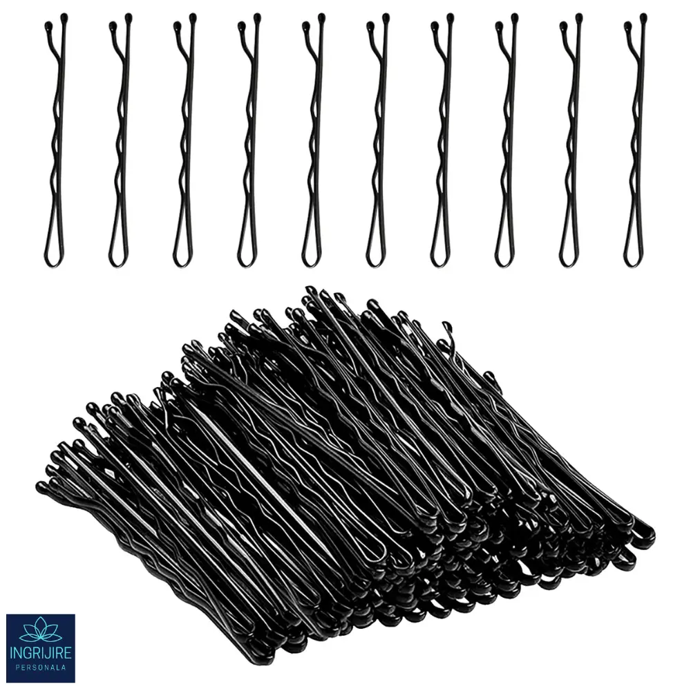 Agrafe si elastice de par - Set de 288 agrafe de par, black