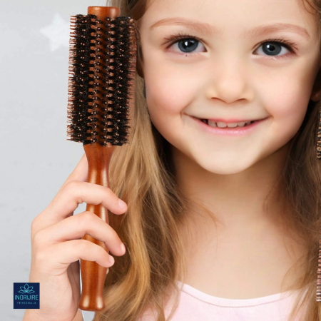 Set de 3 perii pentru frizerie, maner din lemn, termorezistente [9]