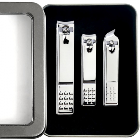 Set de 3 unghiere pentru manichiura&pedichiura cu carcasa, otel inoxidabil [0]