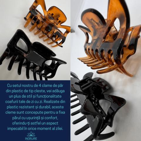 Set de 4 clame de par, negru/maro [1]