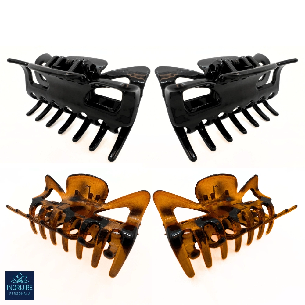 Clame de par - Set de 4 clame de par, negru/maro