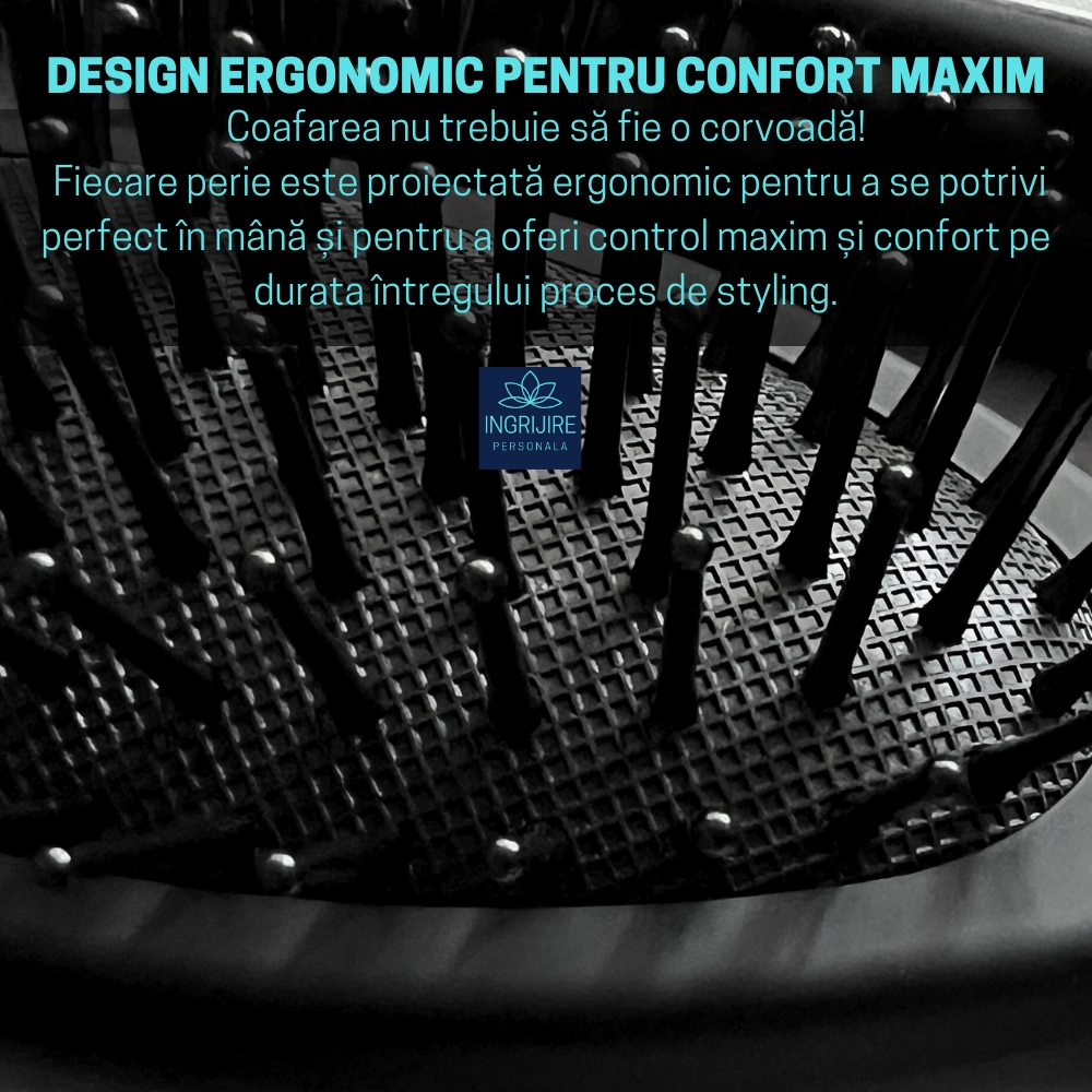 Set de 6 perii de par, BLACK, pentru coafor/frizerie [7]