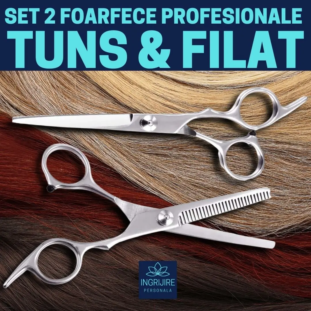 Set profesional de 2 foarfece de tuns si filat 6'', finisaj tip oglinda [1]