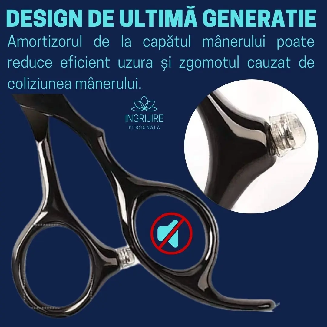 Set profesional de 2 foarfece de tuns si filat 6'', Matte Black [6]