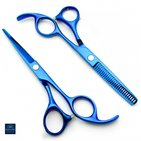 Set de 2 foarfece de tuns si filat 6''- cobalt blue