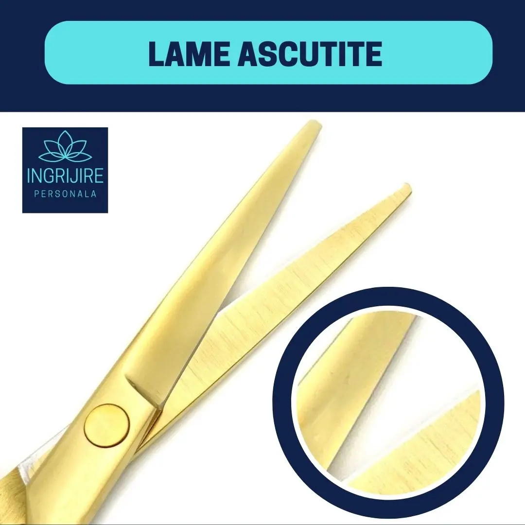 Set profesional de 2 foarfece de tuns si filat 6''- Royal Gold [4]