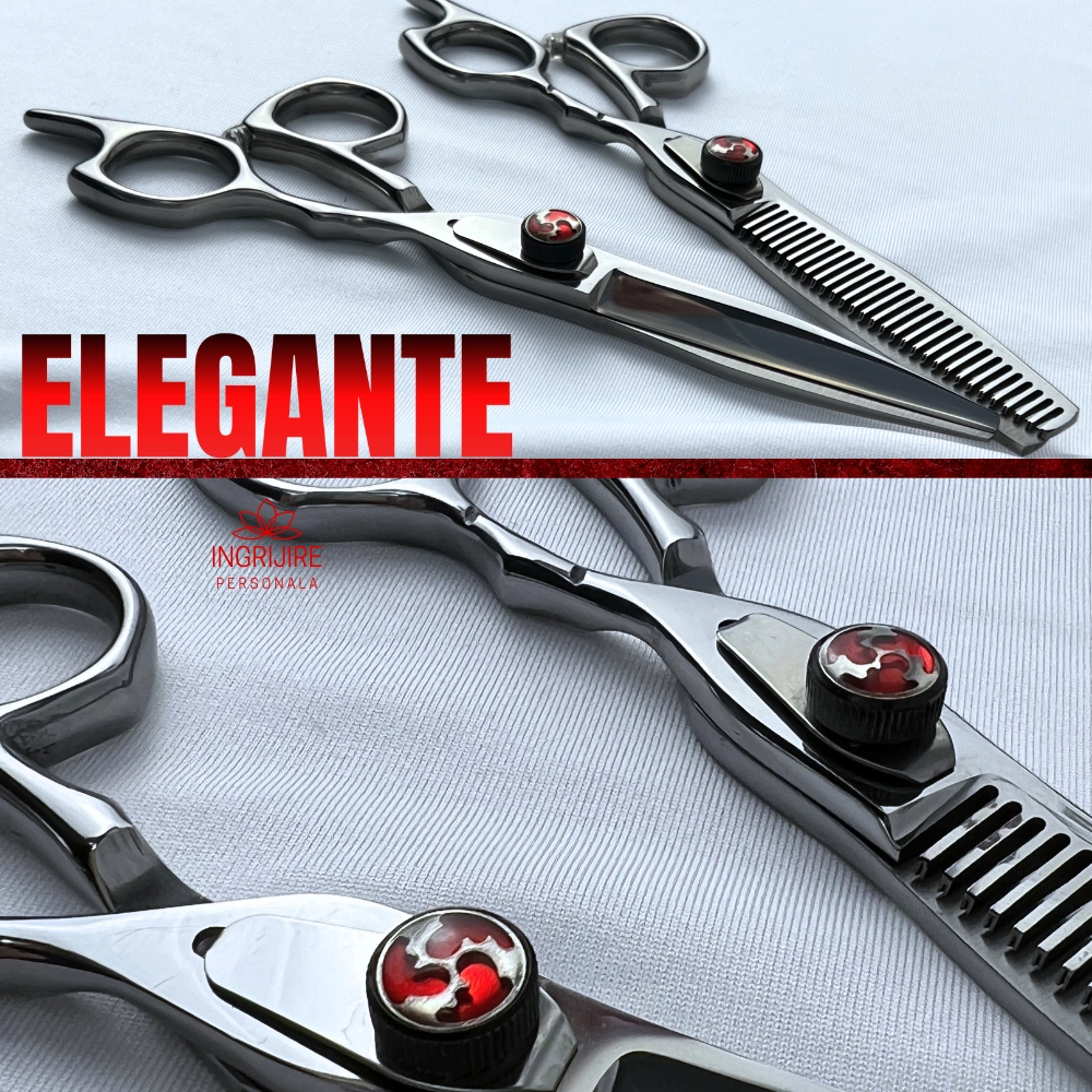 Set profesional de 2 foarfece de tuns si filat 6'' - Silver Master [3]