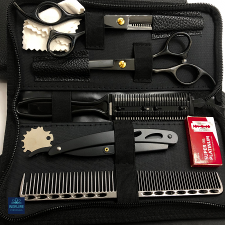 Set profesional pentru frizerie matte black, 9 instrumente [2]
