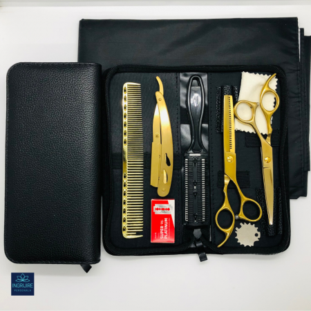 Set profesional pentru frizerie royal gold, 10 instrumente [1]