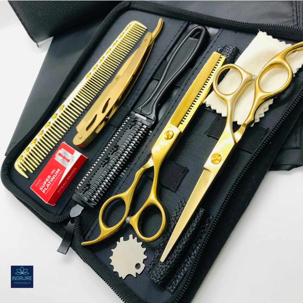 Set profesional pentru frizerie royal gold, 10 instrumente [1]