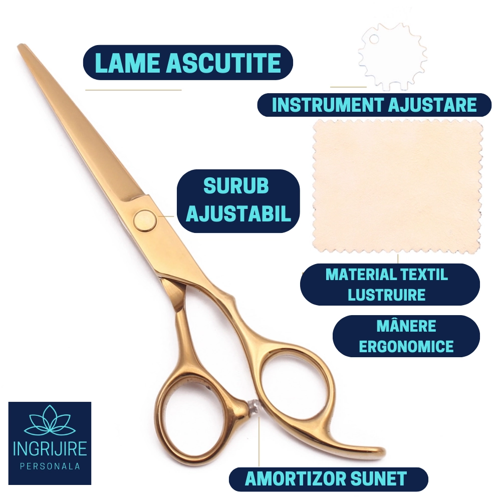 Set profesional pentru frizerie royal gold, 10 instrumente [4]